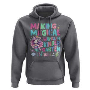 Kindergarten Mermaid Unicorn Hoodie Making Magical Waves In Kindergarten TS09 Charcoal Print Your Wear