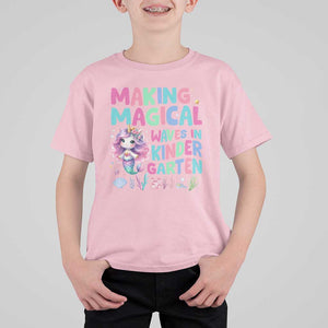 Kindergarten Mermaid Unicorn T Shirt For Kid Making Magical Waves In Kindergarten TS09 Light Pink Print Your Wear