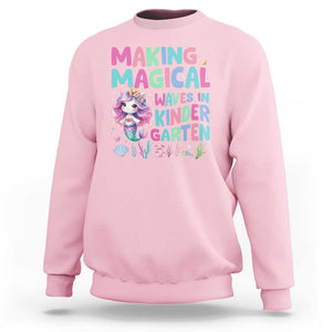 Kindergarten Mermaid Unicorn Sweatshirt Making Magical Waves In Kindergarten TS09 Light Pink Print Your Wear