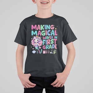 1st Grade Mermaid Unicorn T Shirt For Kid Making Magical Waves In First Grade TS09 Black Print Your Wear