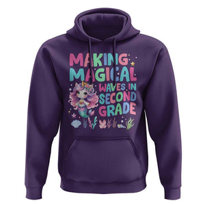 2nd Grade Mermaid Unicorn Hoodie Making Magical Waves In Second Grade TS09 Purple Print Your Wear