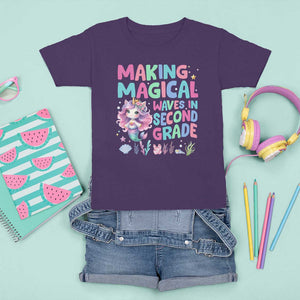 2nd Grade Mermaid Unicorn T Shirt For Kid Making Magical Waves In Second Grade TS09 Purple Print Your Wear