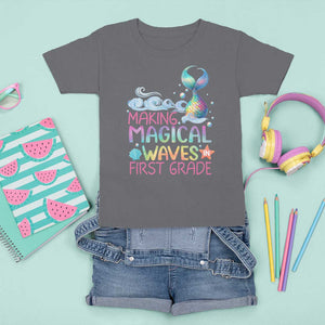 1st Grade Mermaid T Shirt For Kid Making Magical Waves In First Grade TS09 Charcoal Print Your Wear