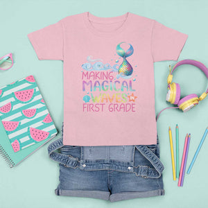 1st Grade Mermaid T Shirt For Kid Making Magical Waves In First Grade TS09 Light Pink Print Your Wear