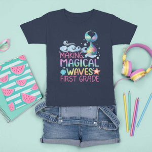 1st Grade Mermaid T Shirt For Kid Making Magical Waves In First Grade TS09 Navy Print Your Wear