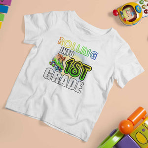 Rolling Into 1st Grade Skating T Shirt For Kid Back To School Rainbow Roller Skates TS09 White Print Your Wear