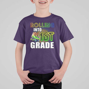 Rolling Into 1st Grade Skating T Shirt For Kid Back To School Rainbow Roller Skates TS09 Purple Print Your Wear