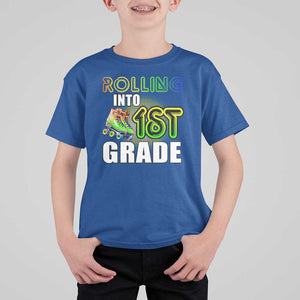 Rolling Into 1st Grade Skating T Shirt For Kid Back To School Rainbow Roller Skates TS09 Royal Blue Print Your Wear