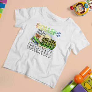 Rolling Into 2nd Grade Skating T Shirt For Kid Back To School Rainbow Roller Skates TS09 White Print Your Wear