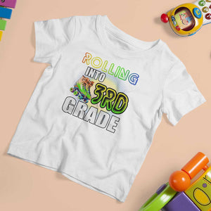 Rolling Into 3rd Grade Skating T Shirt For Kid Back To School Rainbow Roller Skates TS09 White Print Your Wear