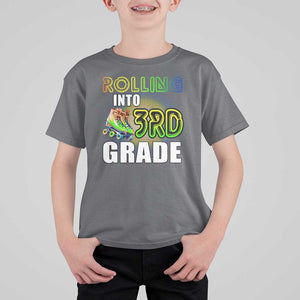 Rolling Into 3rd Grade Skating T Shirt For Kid Back To School Rainbow Roller Skates TS09 Charcoal Print Your Wear