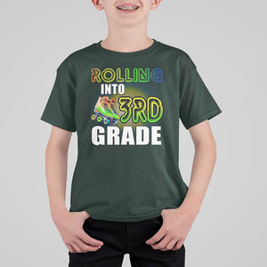 Rolling Into 3rd Grade Skating T Shirt For Kid Back To School Rainbow Roller Skates TS09 Dark Forest Green Print Your Wear