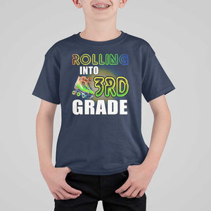 Rolling Into 3rd Grade Skating T Shirt For Kid Back To School Rainbow Roller Skates TS09 Navy Print Your Wear