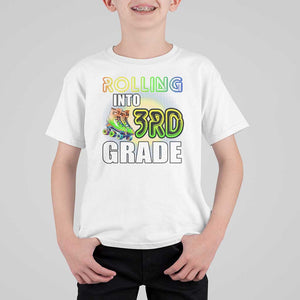 Rolling Into 3rd Grade Skating T Shirt For Kid Back To School Rainbow Roller Skates TS09 White Print Your Wear