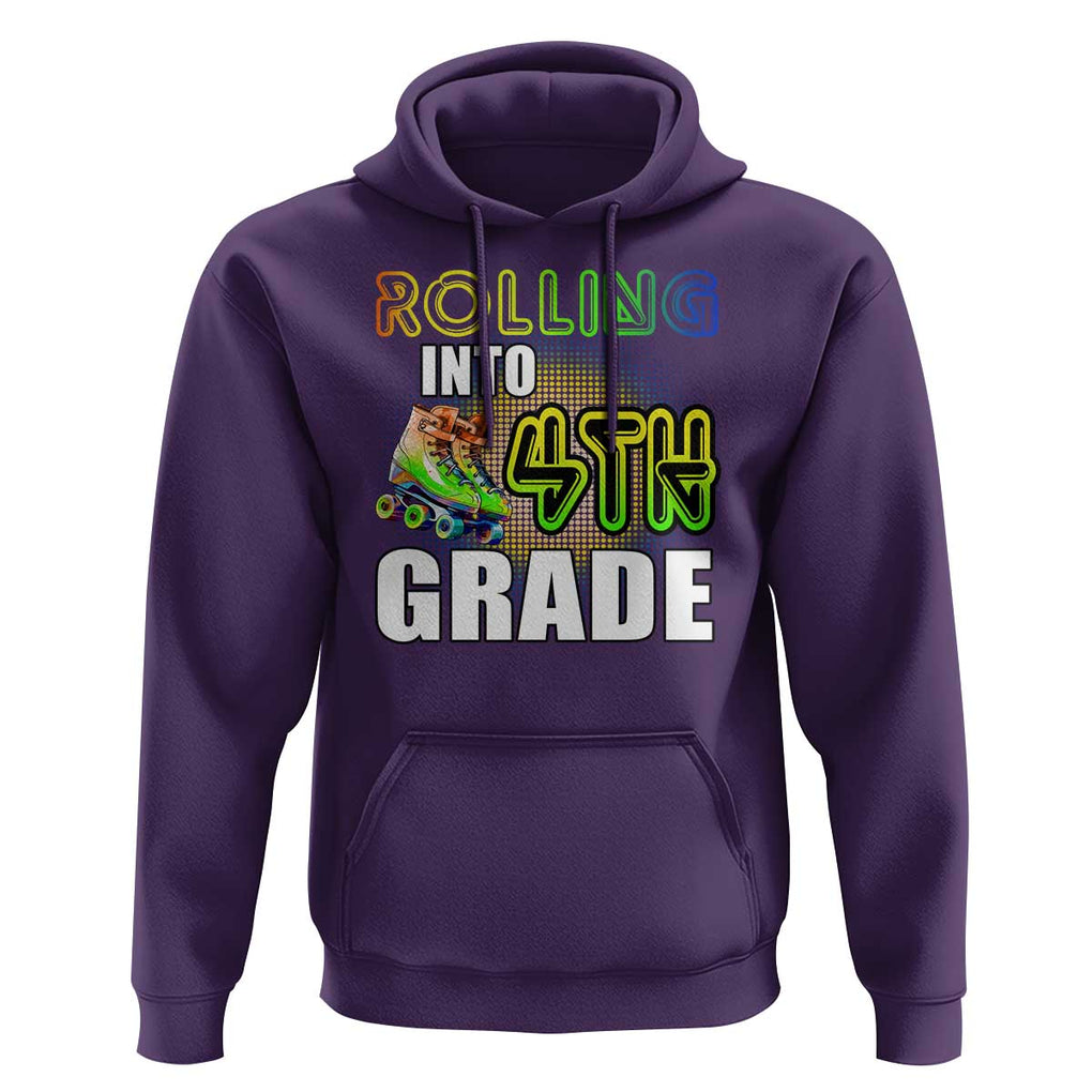 Rolling Into 4th Grade Skating Hoodie Back To School Rainbow Roller Skates TS09 Purple Print Your Wear
