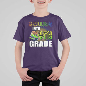 Rolling Into 4th Grade Skating T Shirt For Kid Back To School Rainbow Roller Skates TS09 Purple Print Your Wear