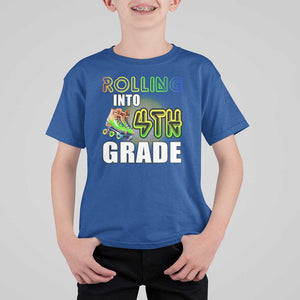 Rolling Into 4th Grade Skating T Shirt For Kid Back To School Rainbow Roller Skates TS09 Royal Blue Print Your Wear