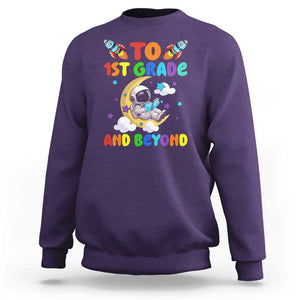 Funny 1st Grade Outer Space Sweatshirt To Frist Grade And Beyond Astronaut TS09 Purple Print Your Wear