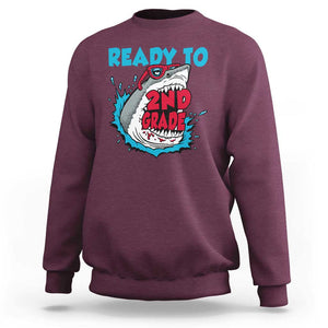 Funny Shark Ready To Attack 2nd Grade Sweatshirt TS09 Maroon Print Your Wear