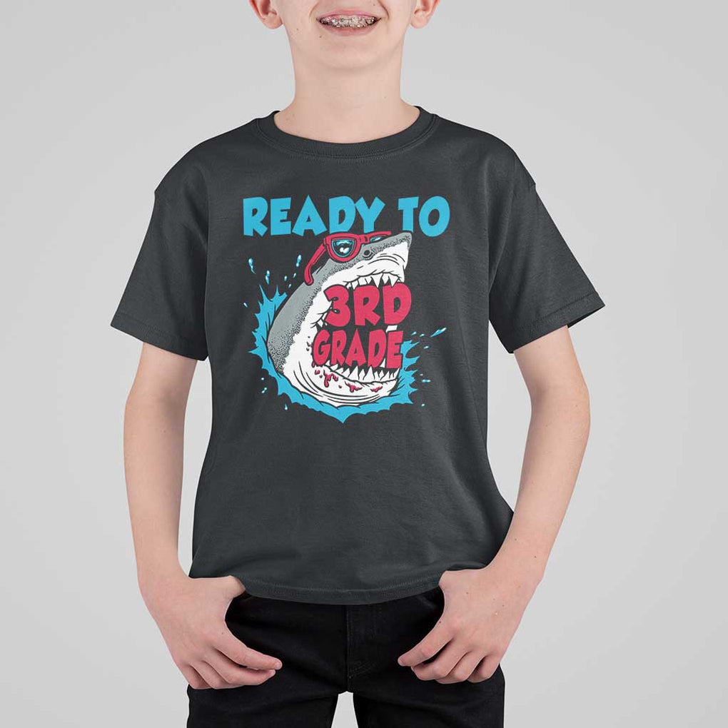 Funny Shark Ready To Attack 3rd Grade T Shirt For Kid TS09 Black Print Your Wear