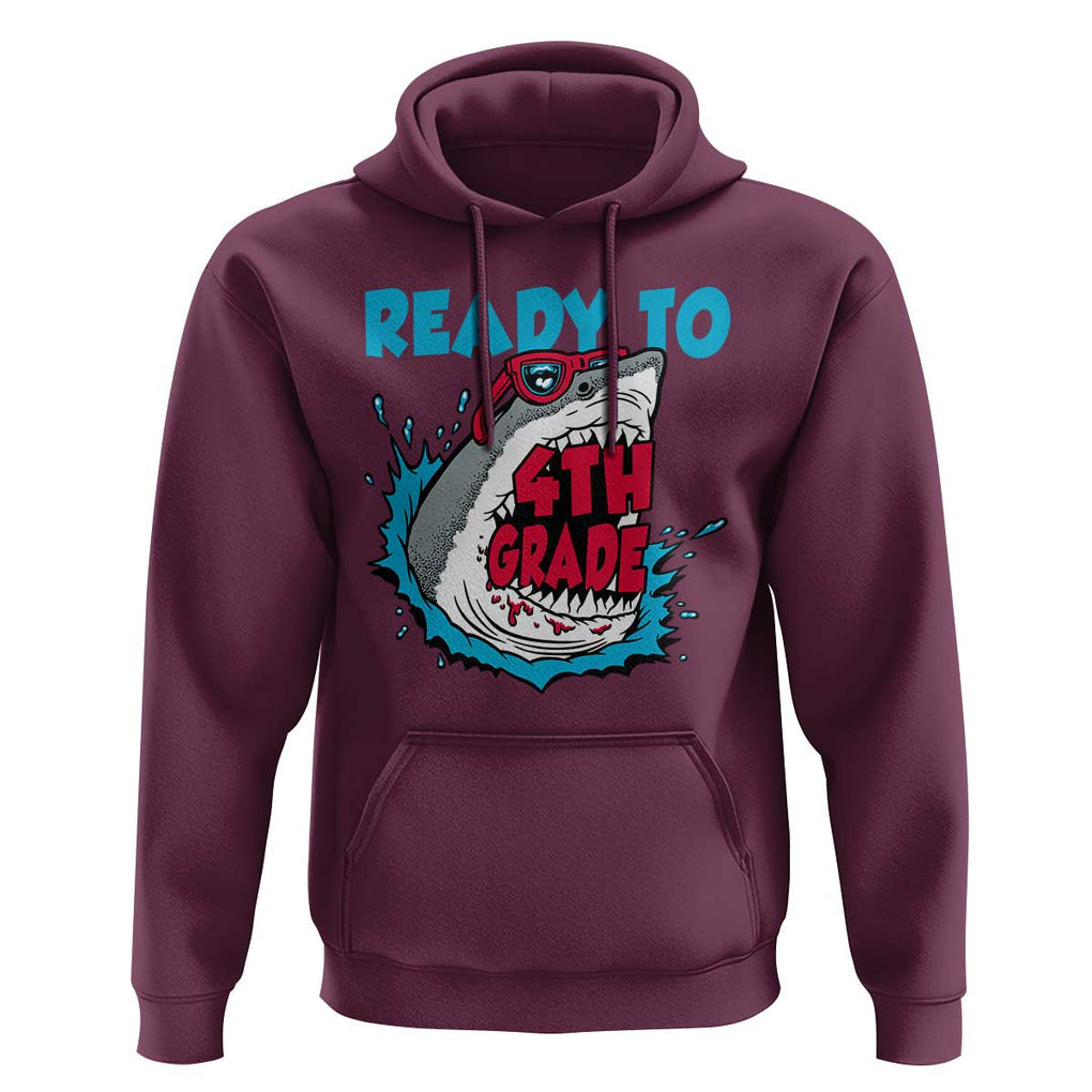 Funny Shark Ready To Attack 4th Grade Hoodie TS09 Maroon Print Your Wear