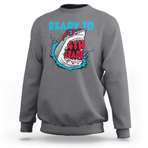 Funny Shark Ready To Attack 4th Grade Sweatshirt TS09 Charcoal Print Your Wear