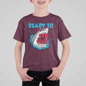 Funny Shark Ready To Attack 5th Grade T Shirt For Kid TS09 Maroon Print Your Wear