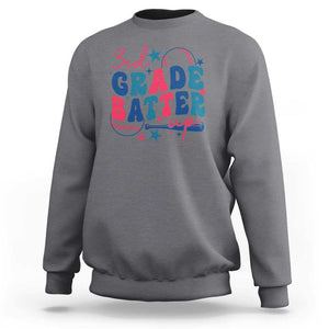 3rd Grade Baseball Player Sweatshirt Batter Up Back To School TS09 Charcoal Print Your Wear