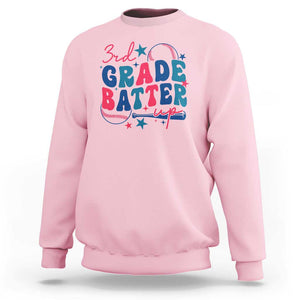 3rd Grade Baseball Player Sweatshirt Batter Up Back To School TS09 Light Pink Print Your Wear