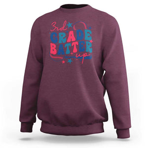 3rd Grade Baseball Player Sweatshirt Batter Up Back To School TS09 Maroon Print Your Wear