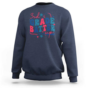 3rd Grade Baseball Player Sweatshirt Batter Up Back To School TS09 Navy Print Your Wear