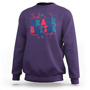 3rd Grade Baseball Player Sweatshirt Batter Up Back To School TS09 Purple Print Your Wear