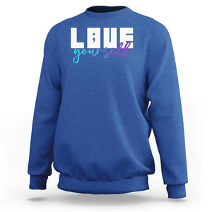 Love Yourself Semicolon Suicide Prevention Sweatshirt TS09 Royal Blue Print Your Wear