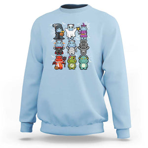 Halloween Cute Baby Pygmy Hippo Sweatshirt TS09 Light Blue Print Your Wear