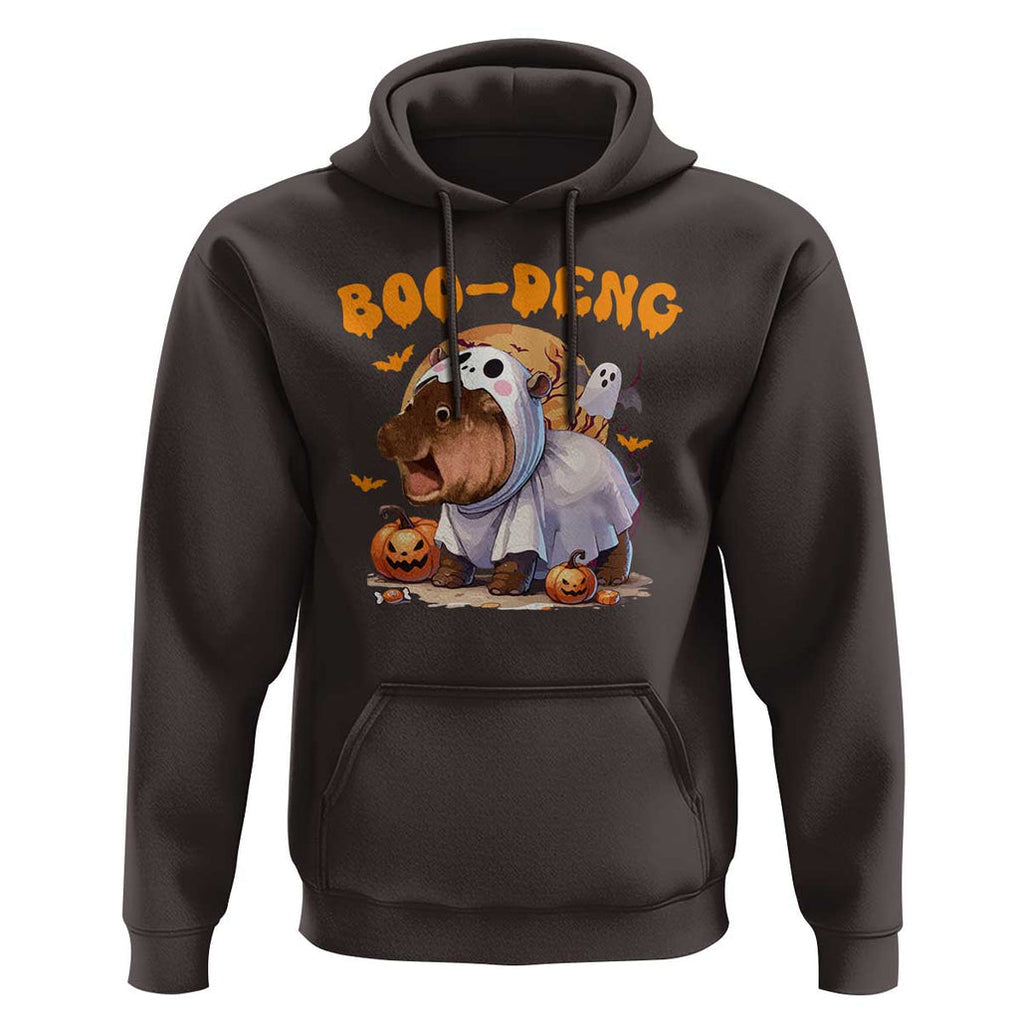 Halloween Boo Deng Hoodie Baby Pygmy Hippo Cute Ghost TS09 Dark Chocolate Print Your Wear