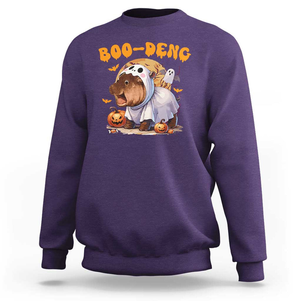 Halloween Boo Deng Sweatshirt Baby Pygmy Hippo Cute Ghost TS09 Purple Print Your Wear