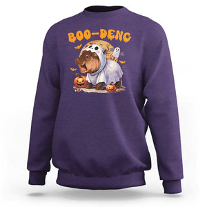 Halloween Boo Deng Sweatshirt Baby Pygmy Hippo Cute Ghost TS09 Purple Print Your Wear