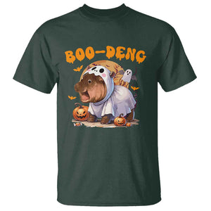 Halloween Boo Deng T Shirt Baby Pygmy Hippo Cute Ghost TS09 Dark Forest Green Print Your Wear