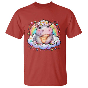 Cute Baby Pygmy Hippo Pastel Rainbow T Shirt TS09 Red Print Your Wear