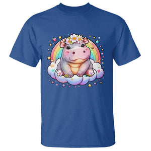 Cute Baby Pygmy Hippo Pastel Rainbow T Shirt TS09 Royal Blue Print Your Wear