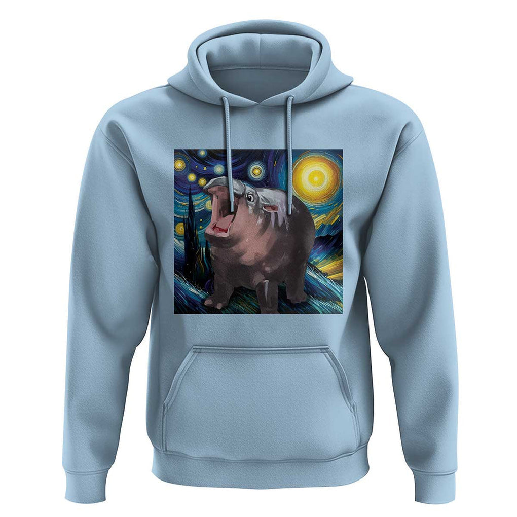 Funny Baby Pygmy Hippo Thailand Hoodie Starry Night MooDeng Meme TS09 Light Blue Print Your Wear