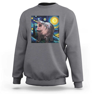 Funny Baby Pygmy Hippo Thailand Sweatshirt Starry Night MooDeng Meme TS09 Charcoal Print Your Wear
