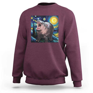 Funny Baby Pygmy Hippo Thailand Sweatshirt Starry Night MooDeng Meme TS09 Maroon Print Your Wear