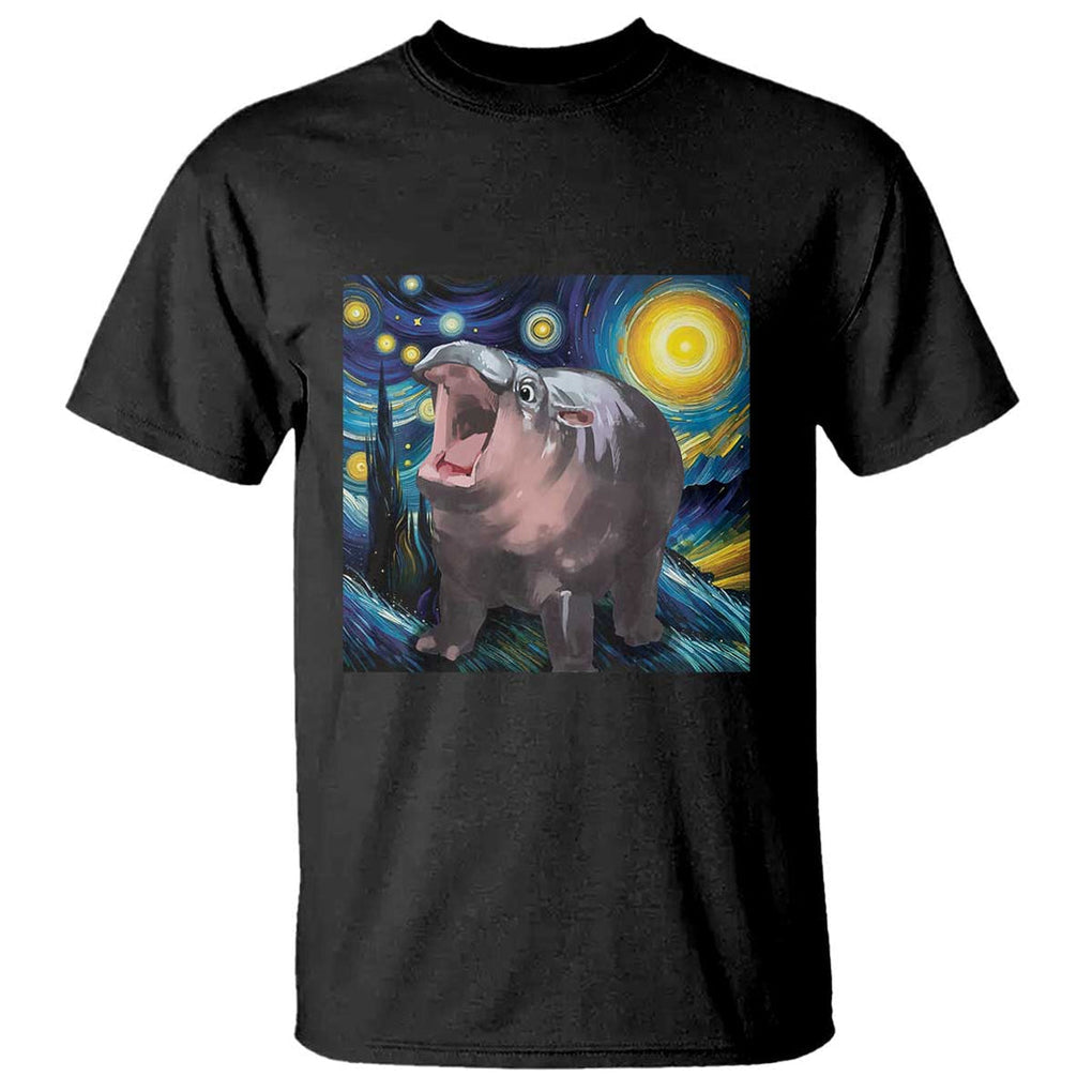 Funny Baby Pygmy Hippo Thailand T Shirt Starry Night MooDeng Meme TS09 Black Print Your Wear