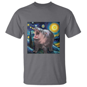 Funny Baby Pygmy Hippo Thailand T Shirt Starry Night MooDeng Meme TS09 Charcoal Print Your Wear