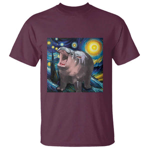 Funny Baby Pygmy Hippo Thailand T Shirt Starry Night MooDeng Meme TS09 Maroon Print Your Wear