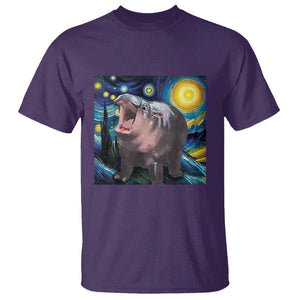 Funny Baby Pygmy Hippo Thailand T Shirt Starry Night MooDeng Meme TS09 Purple Print Your Wear