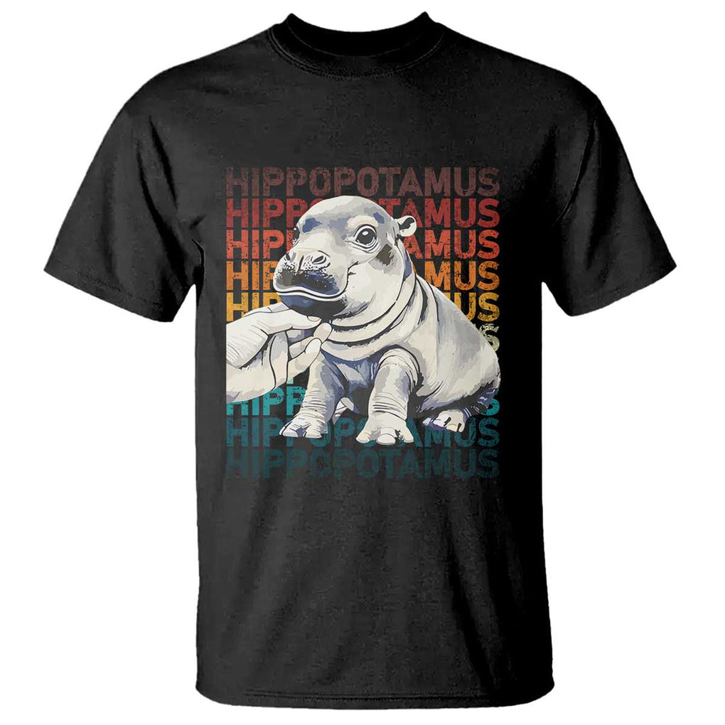 Hippo Lover T Shirt Retro Vintage Baby Pygmy Hippopotamus TS09 Black Print Your Wear