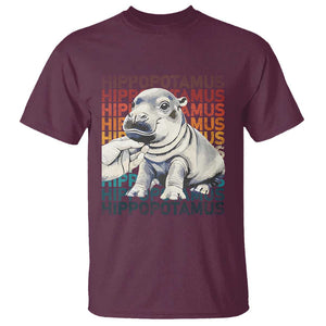 Hippo Lover T Shirt Retro Vintage Baby Pygmy Hippopotamus TS09 Maroon Print Your Wear