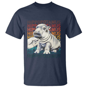 Hippo Lover T Shirt Retro Vintage Baby Pygmy Hippopotamus TS09 Navy Print Your Wear